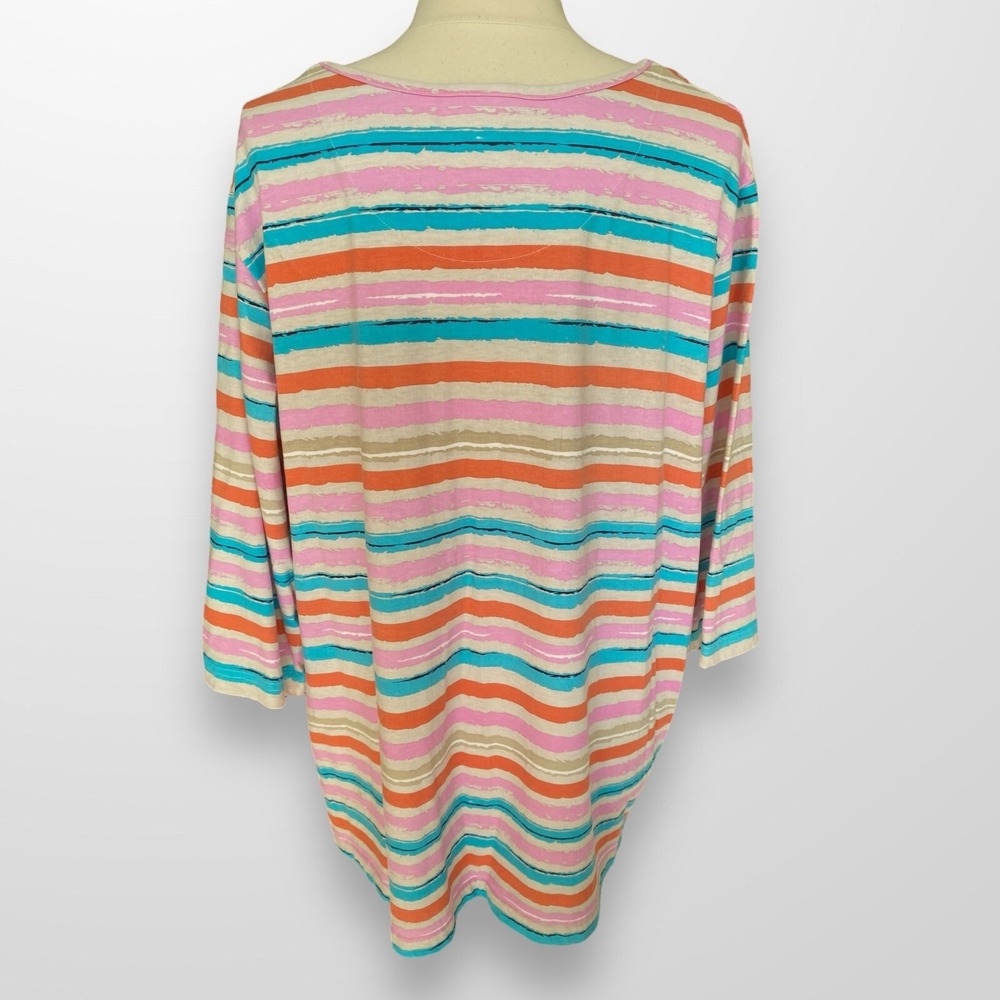 Blair Womens Size 3XL Top Shirt 3/4 Sleeve Tee Striped Scoop Neck Stretch - Picture 6 of 8